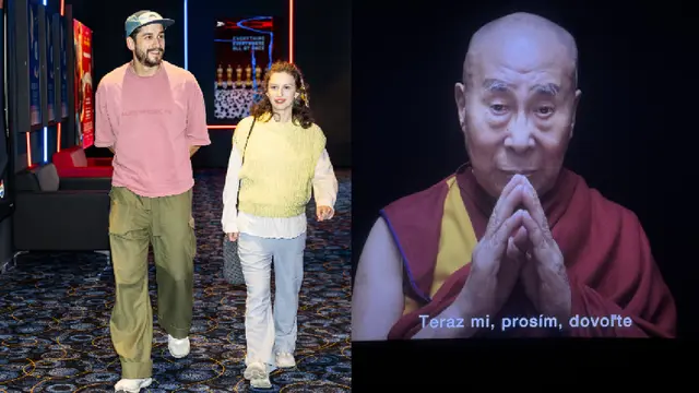 Dokument o dalajlámovi si prišli vychutnať aj tehotná herečka Petra Dubayová s Jakubom Jablonským.