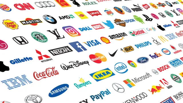 ZAPOROZHYE, UKRAINE - DECEMBER 20, 2017: Photo of a logotype collection of well-known world brand's printed on paper. Include Coca-Cola, Canon, Pepsi, Twitter, Apple and more others logo.