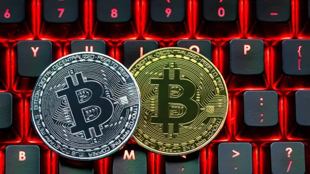 Bitcoin,On,Compuer,Keyboard,In,Background,,Symbol,Of,Electronic,Virtual